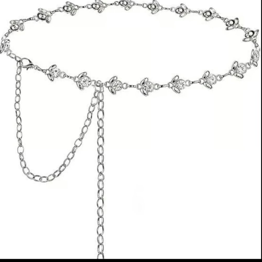 Glamorstar Chain Belt for Women Rhinestone Crystal Waist Belts for Dress